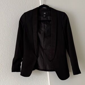 NWOT H&M Black Satin-Trim Open Blazer